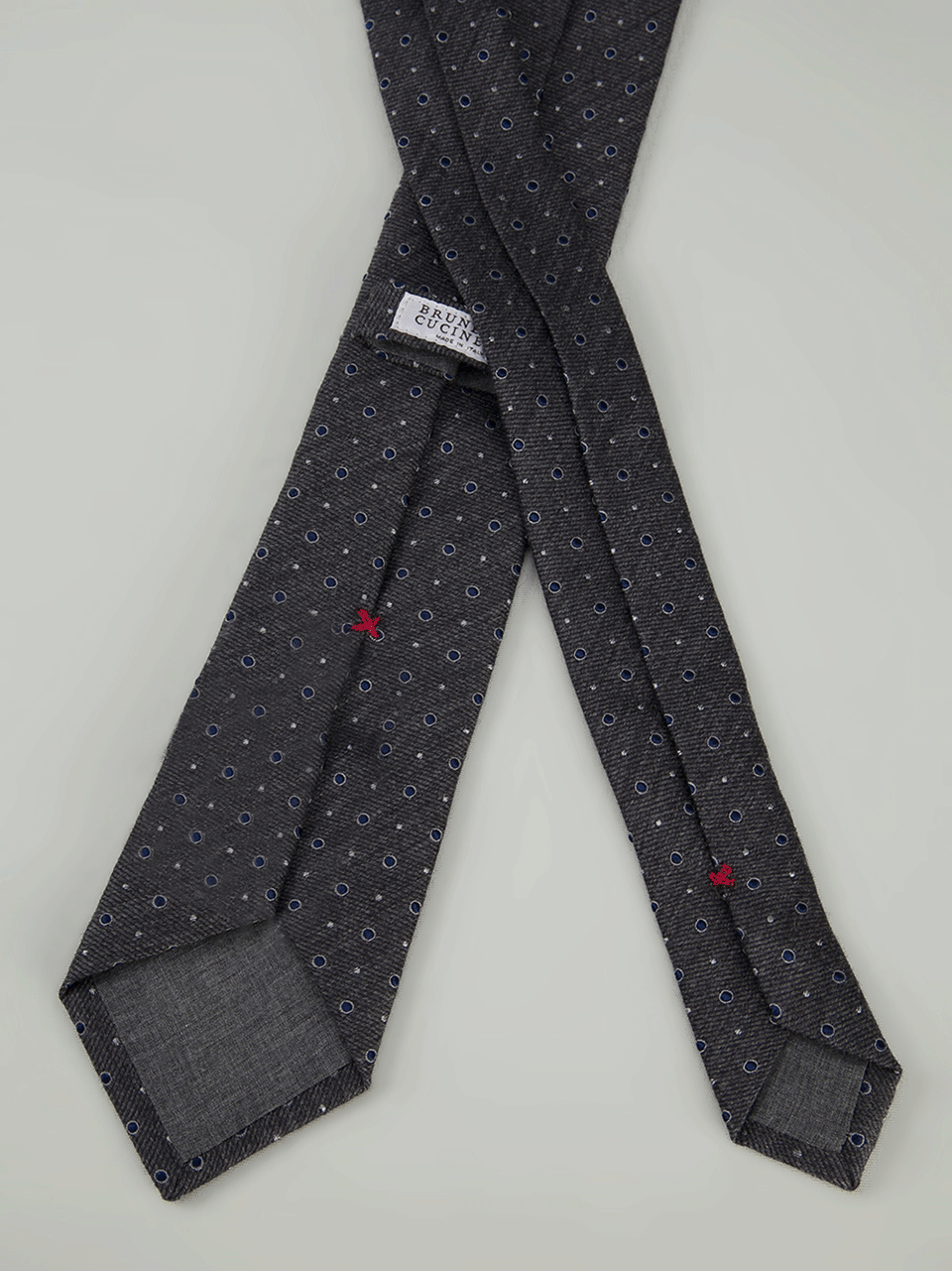 BRUNELLO CUCINELLI-Wool Silk Dot Tie-GRYCW344