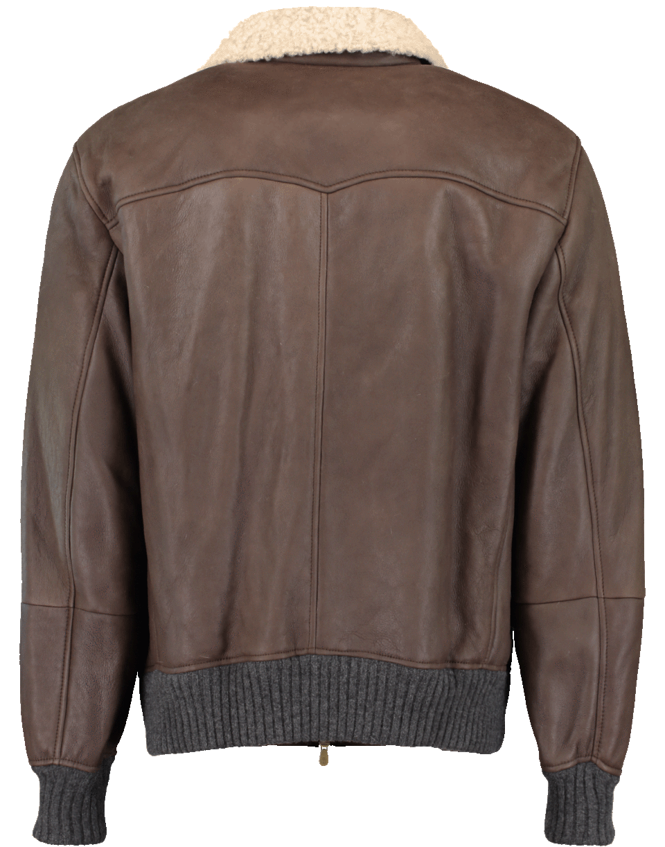 Dark Brown Leather Jacket MENSCLOTHINGJACKET BRUNELLO CUCINELLI   