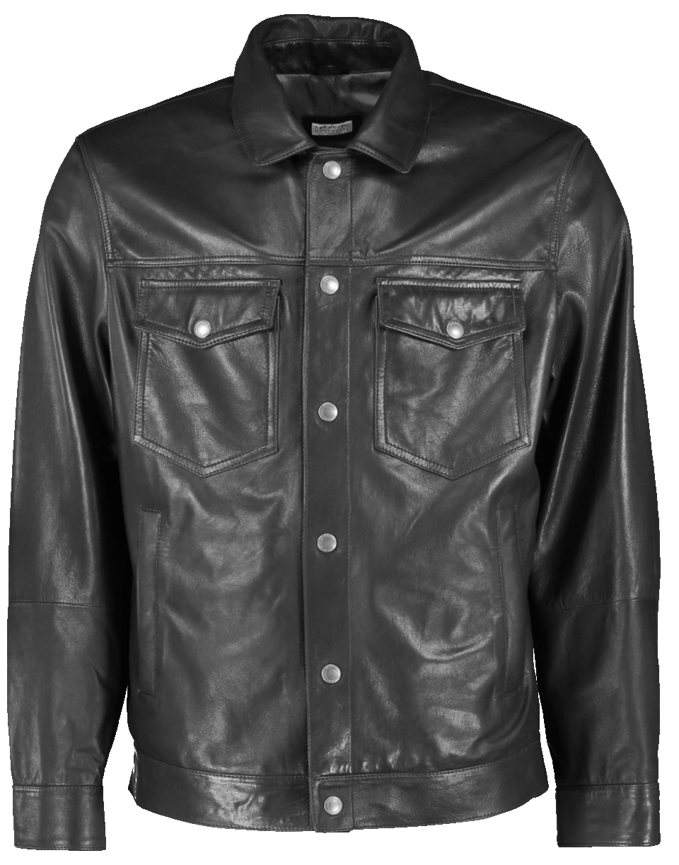 BRUNELLO CUCINELLI-Leather Trucker Jacket-