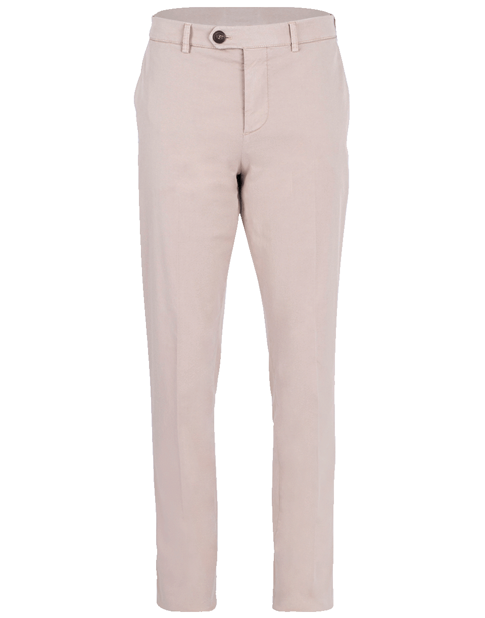 BRUNELLO CUCINELLI-Sand Flat Front Basic Fit Trouser-