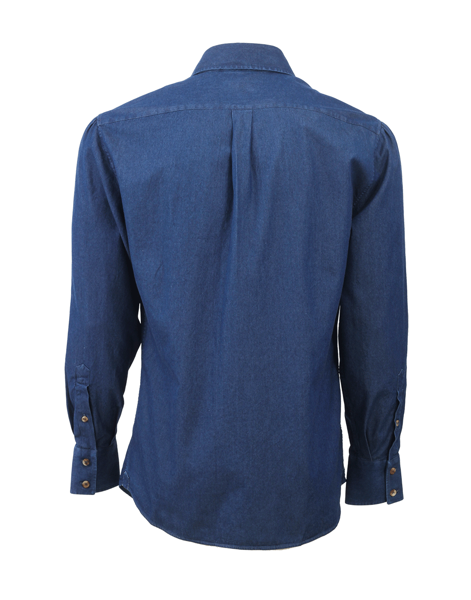BRUNELLO CUCINELLI-Chambray Spread Collar Shirt-