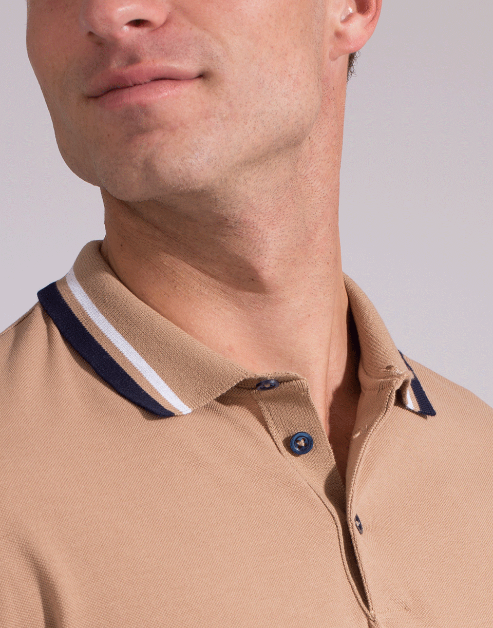 BRUNELLO CUCINELLI-Double Stripe Collar Polo Shirt-