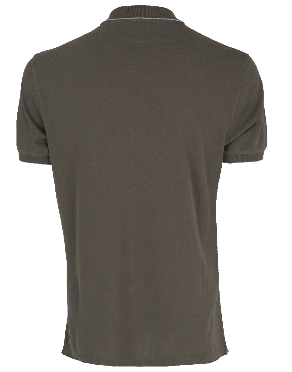 BRUNELLO CUCINELLI-Single Stripe Trim Collar Polo Shirt-
