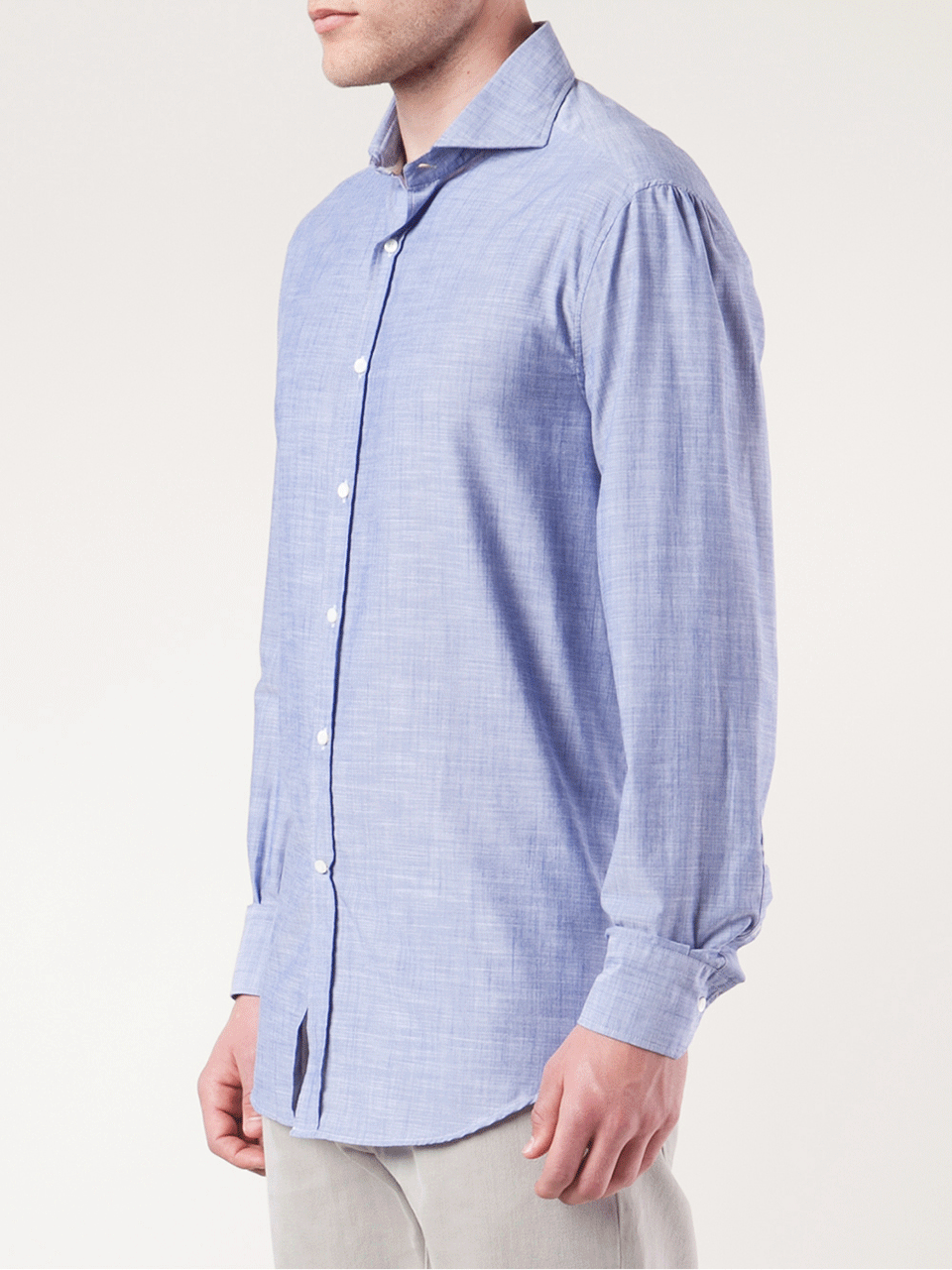 BRUNELLO CUCINELLI-Solid Spread Collar Shirt-
