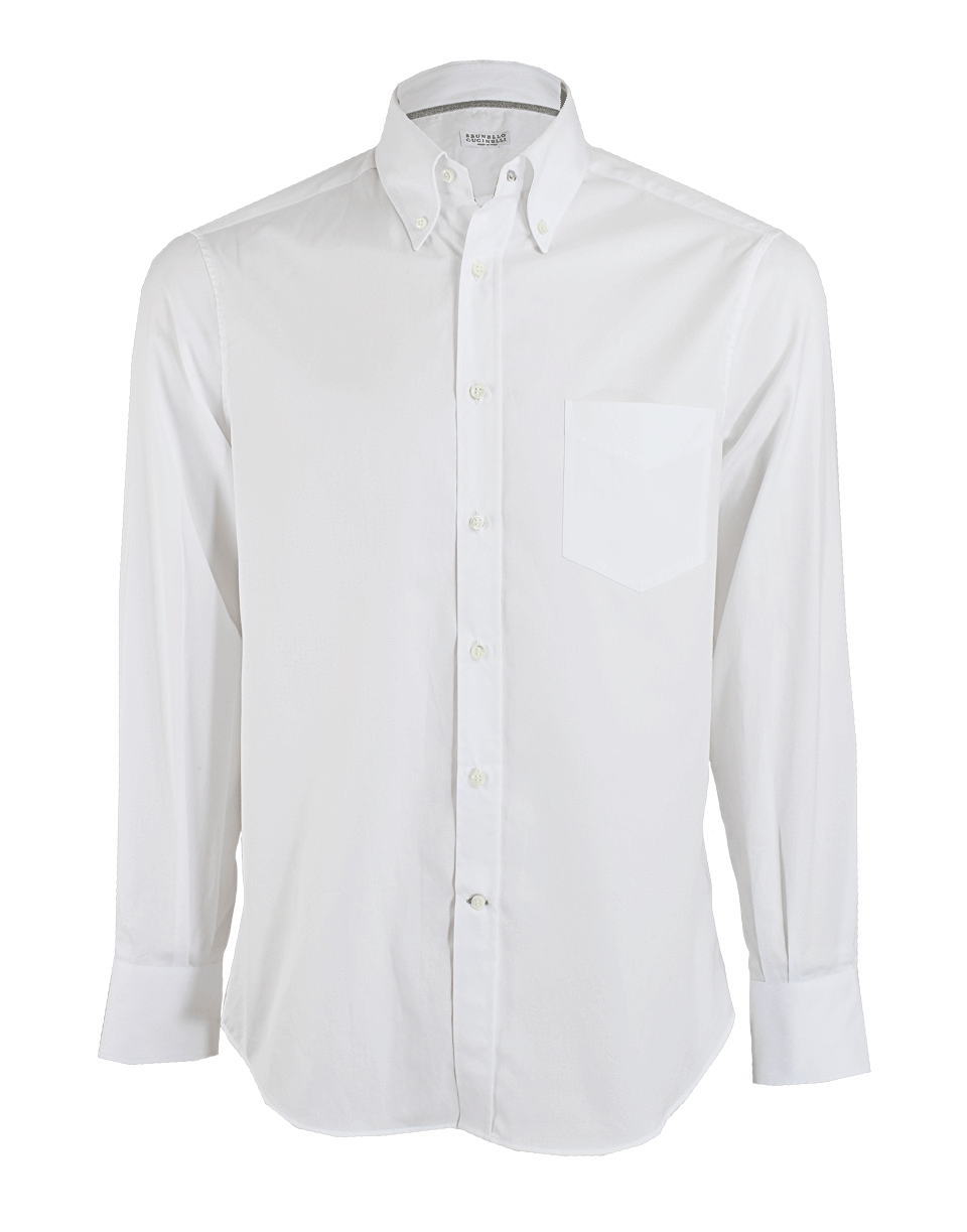 BRUNELLO CUCINELLI-Spread Collar Linen Shirt-