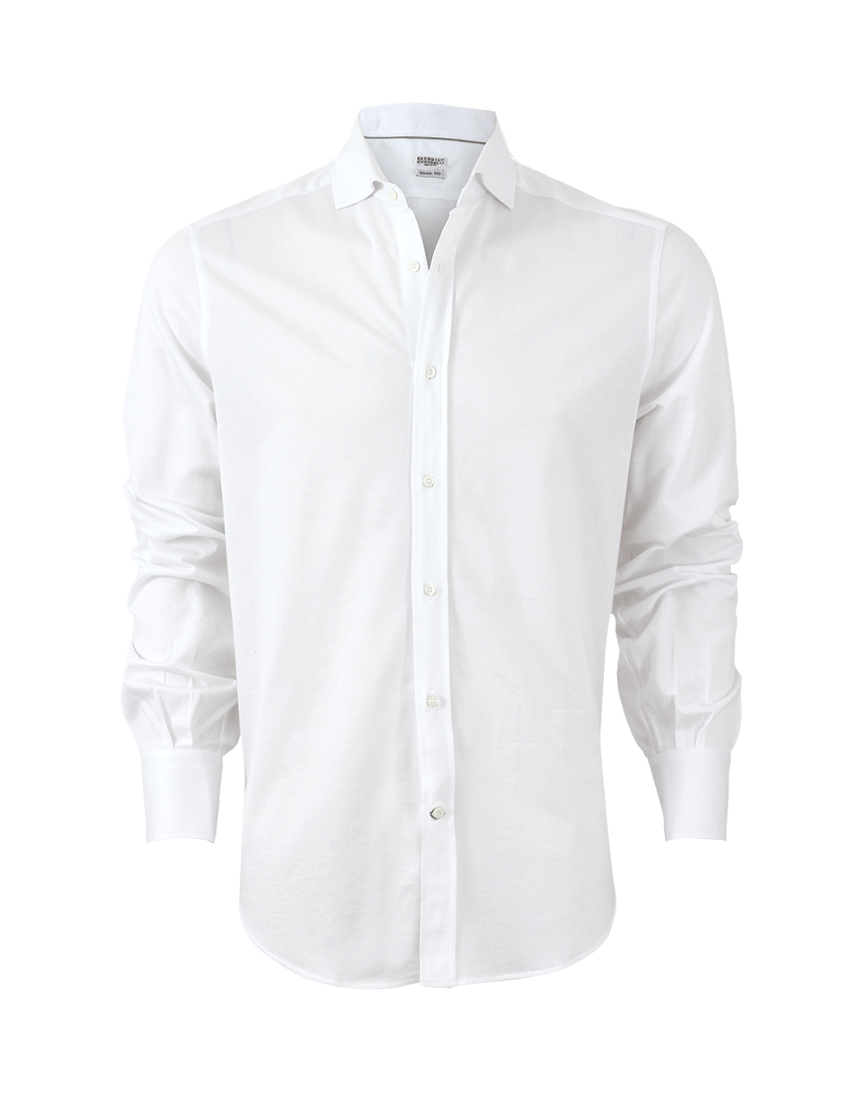BRUNELLO CUCINELLI-Spread Collar Pique Shirt-