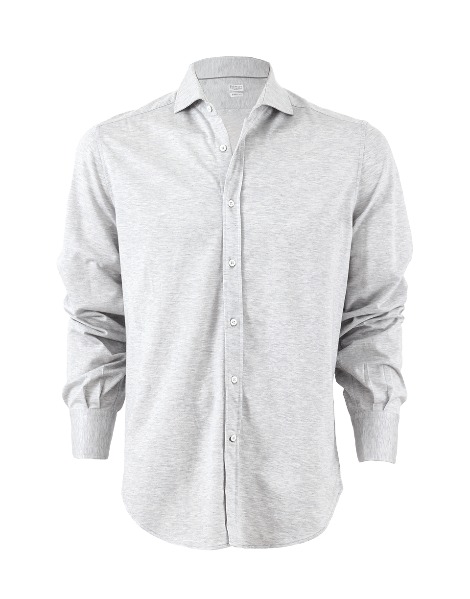 BRUNELLO CUCINELLI-Spread Collar Pique Shirt-