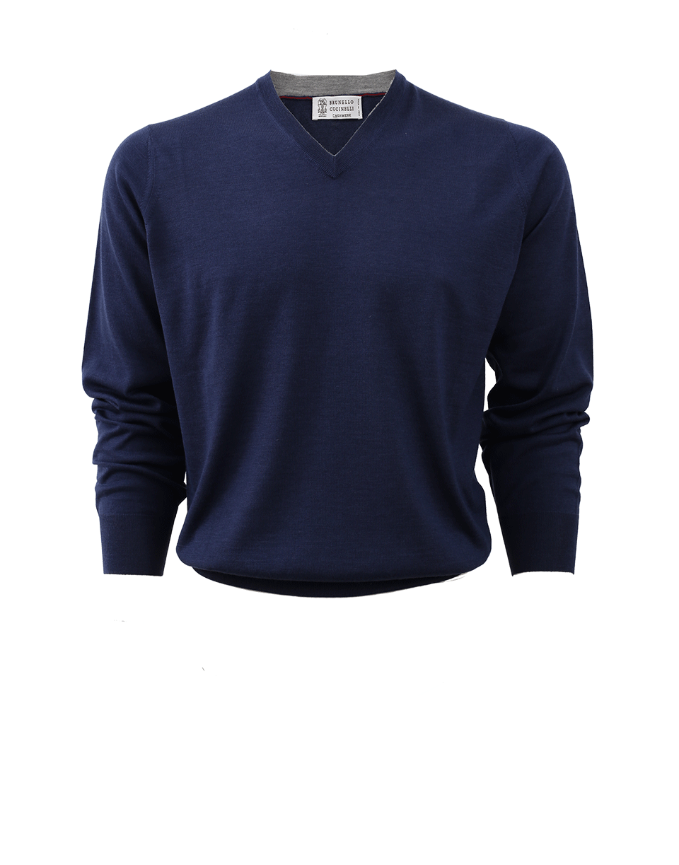 V-Neck Fine Gauge Sweater MENSCLOTHINGSWEATER BRUNELLO CUCINELLI   