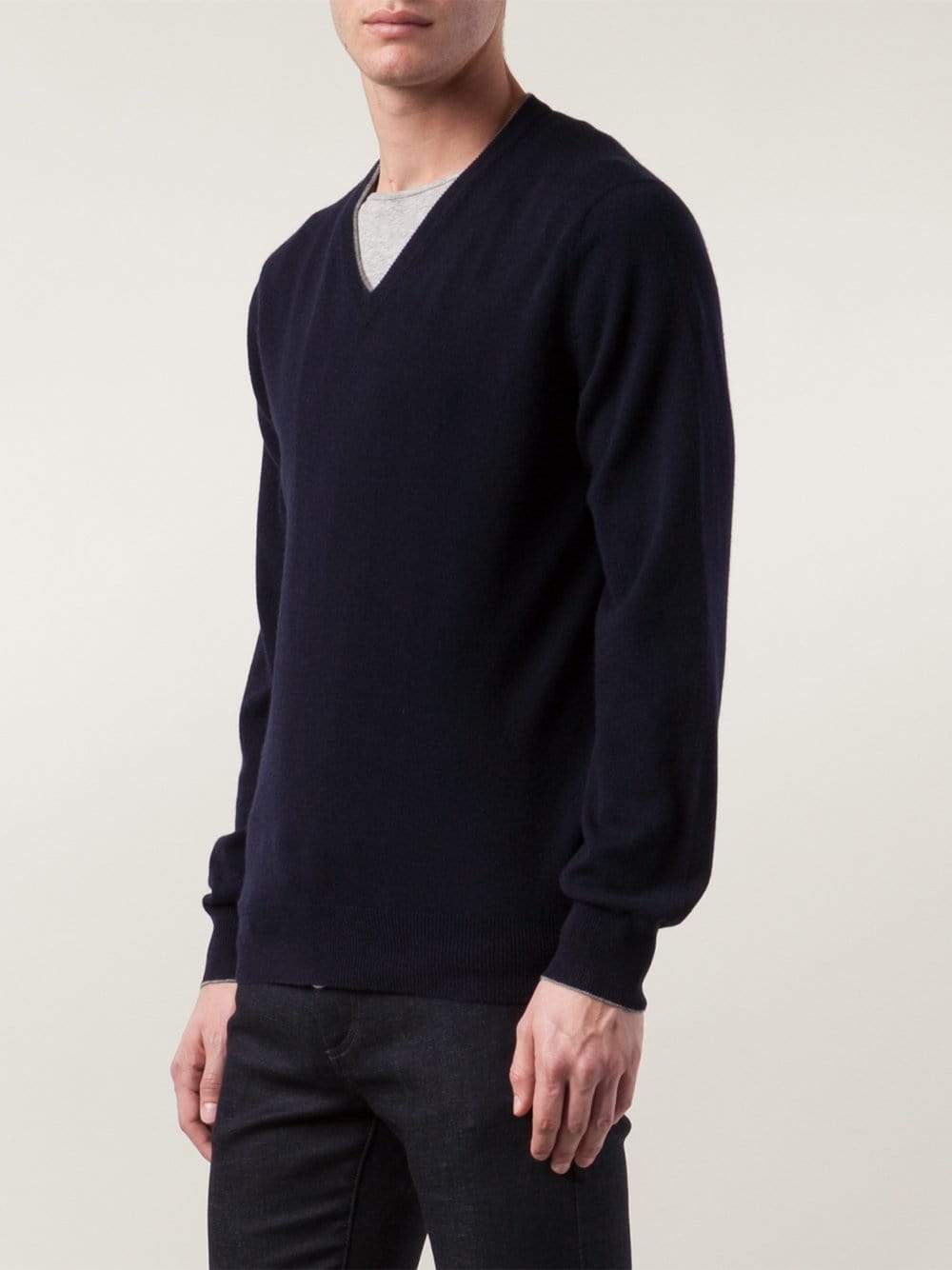 BRUNELLO CUCINELLI-V-Neck Fine Gauge Sweater-