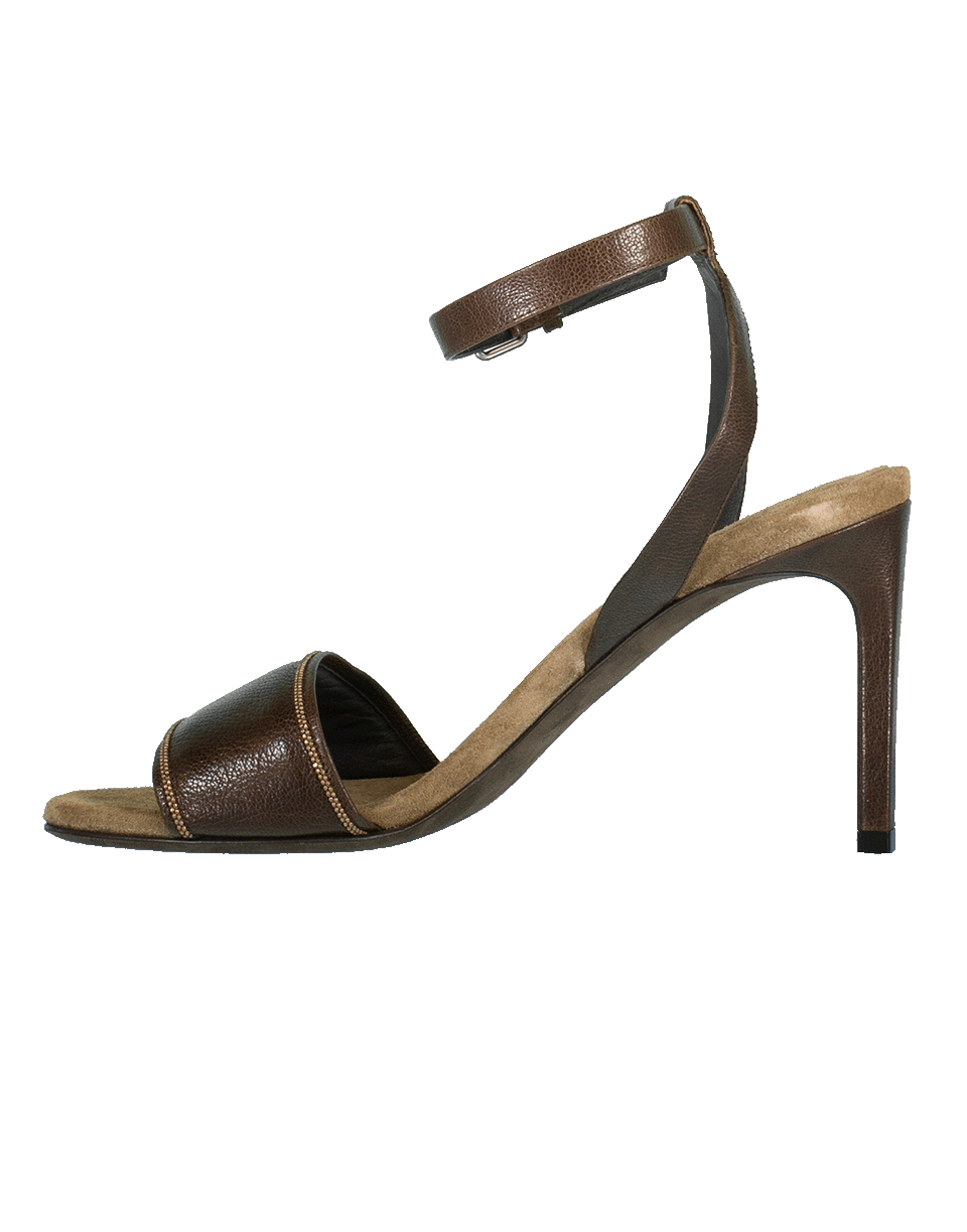BRUNELLO CUCINELLI-Leather Ankle Strap Skinny Sandal-