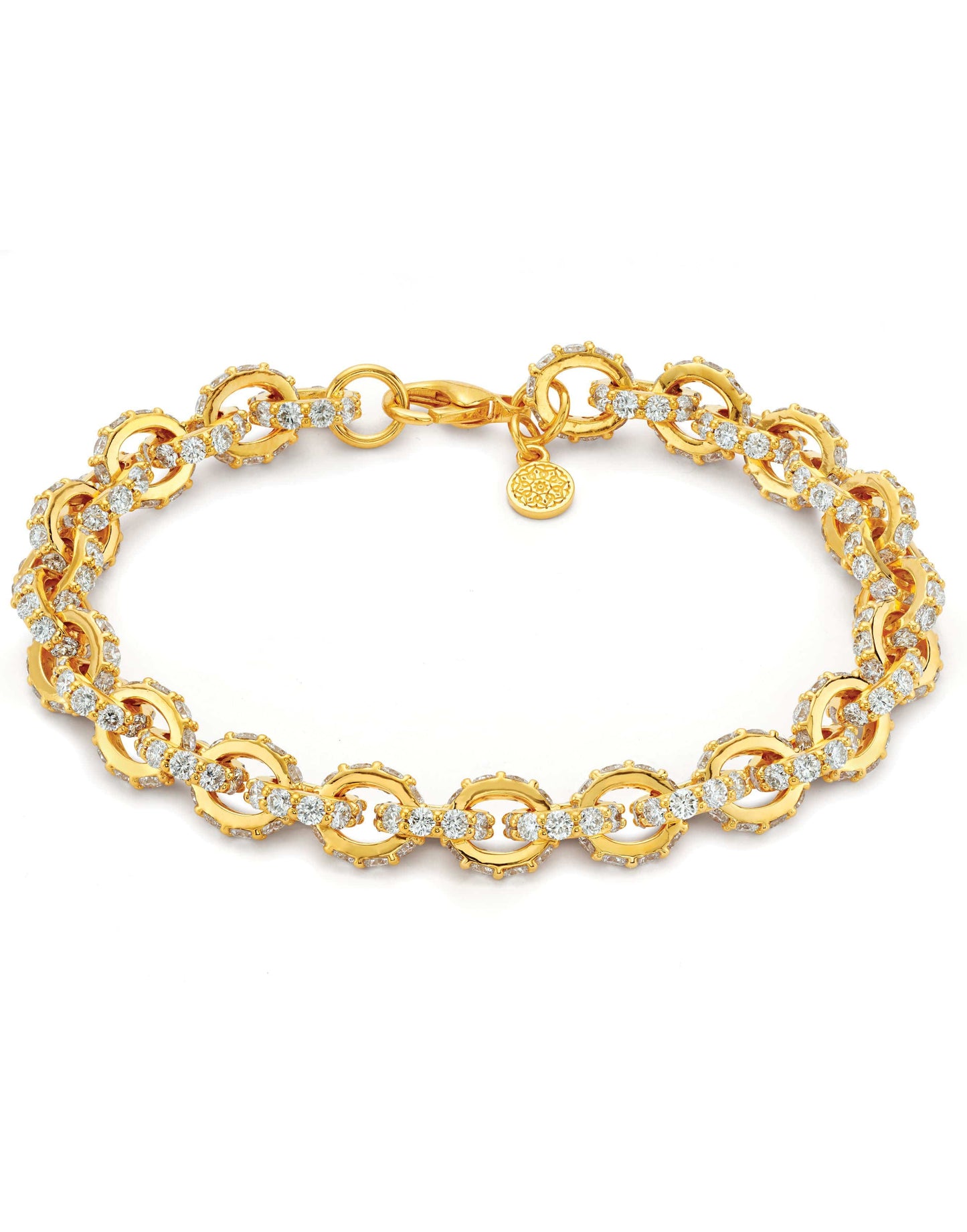 BUDDHA MAMA-Diamond Link Bracelet-YELLOW GOLD