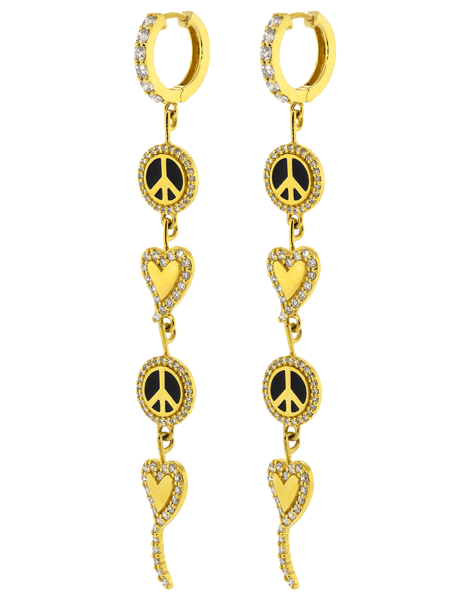 BUDDHA MAMA-Peace and Love Drop Earrings-YELLOW GOLD