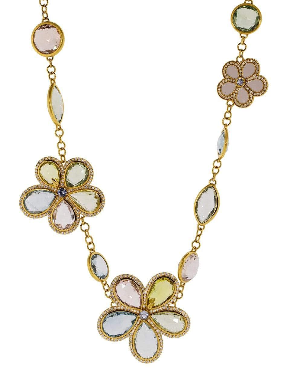Diamond, Sapphire, and Enamel Flower Necklace JEWELRYFINE JEWELNECKLACE O BUDDHA MAMA   