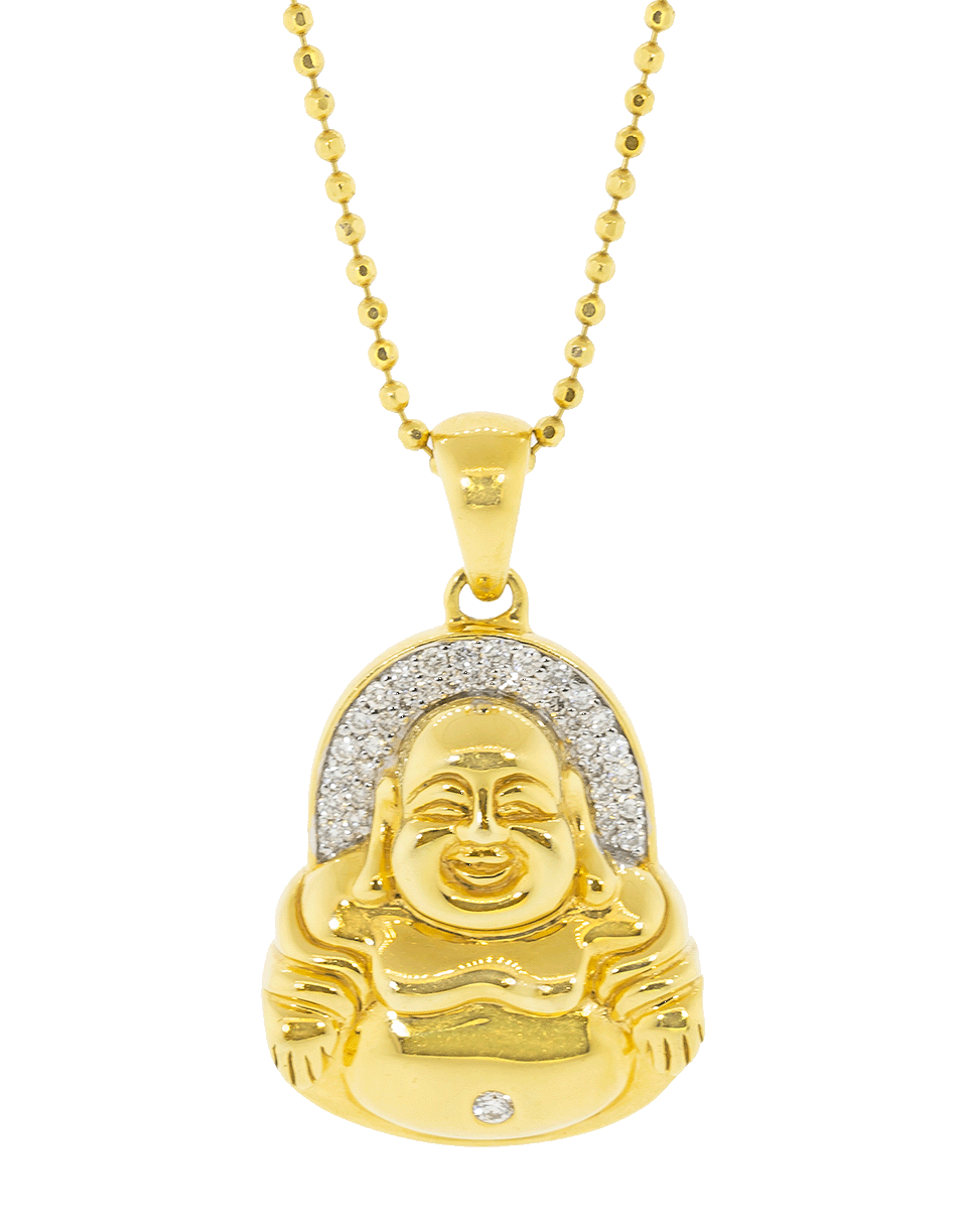 BUDDHA MAMA-Diamond Happy Buddha Pendant-YELLOW GOLD
