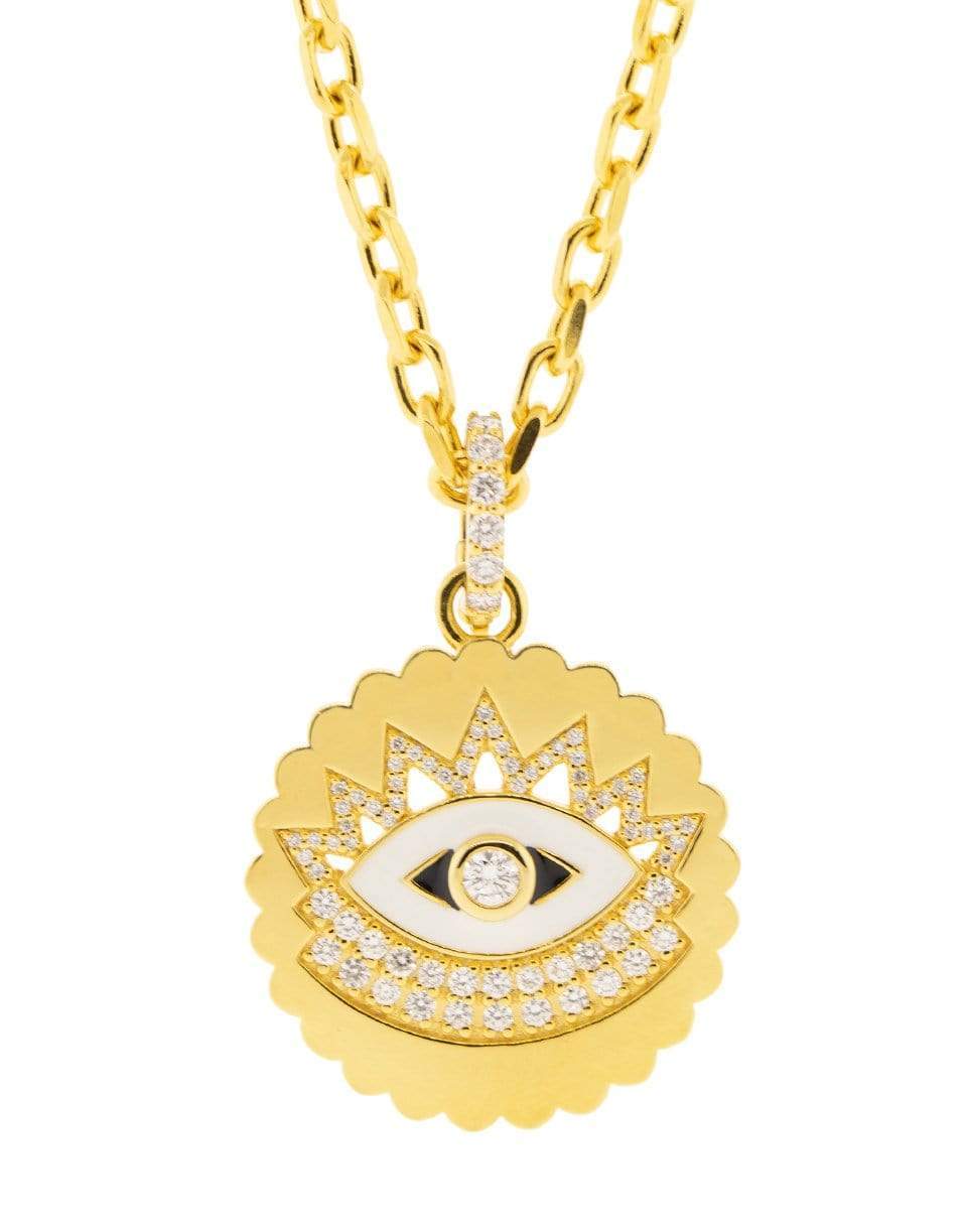 BUDDHA MAMA-Enamel and Diamond Evil Eye Pendant-YELLOW GOLD