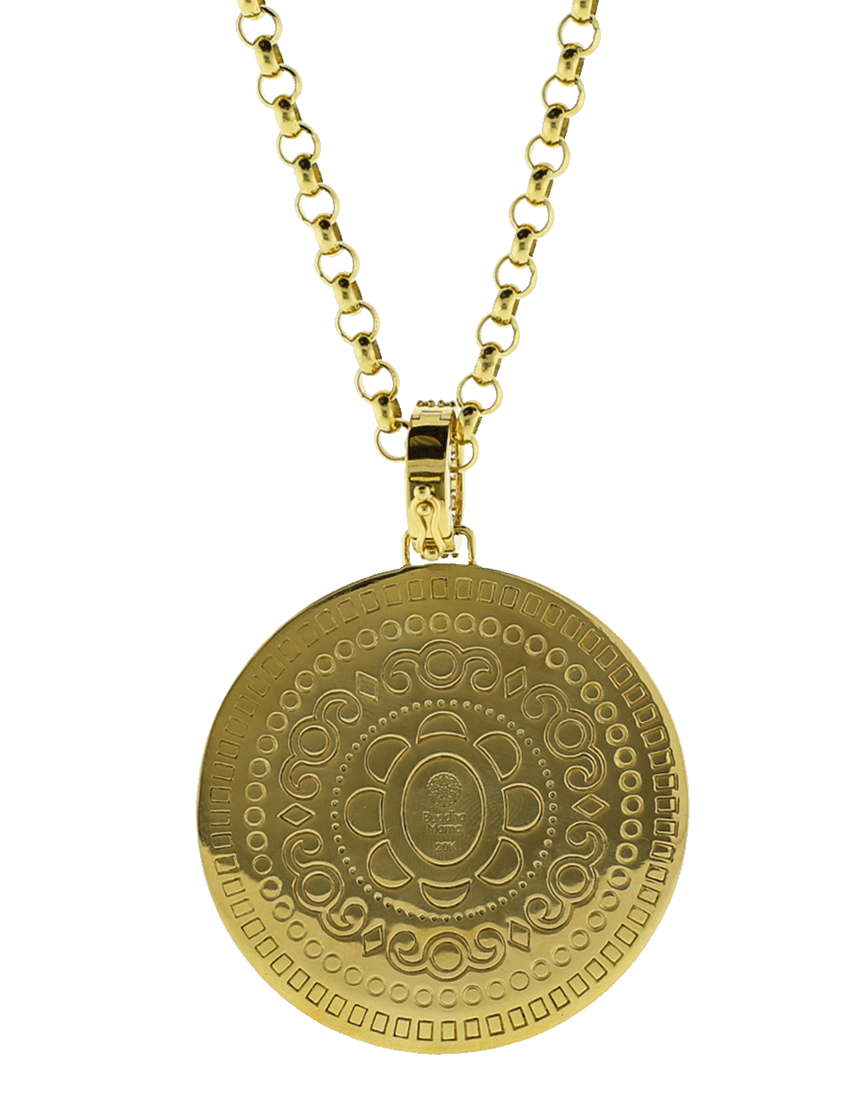 BUDDHA MAMA-Grey Moonstone And Diamond Enamel Pendant-YELLOW GOLD