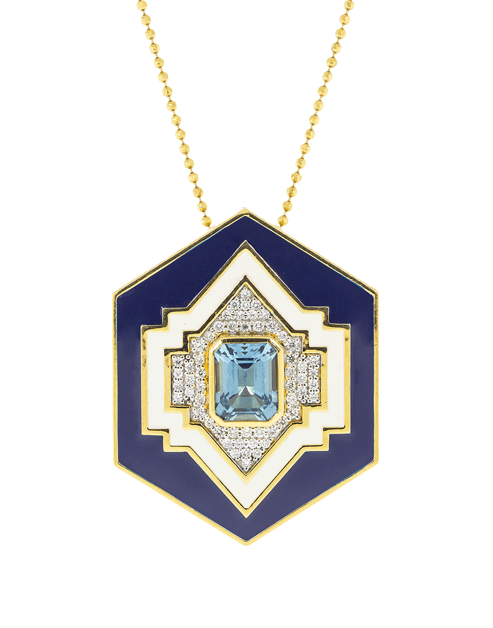 BUDDHA MAMA-London Blue Topaz Octagon Pendant-YELLOW GOLD
