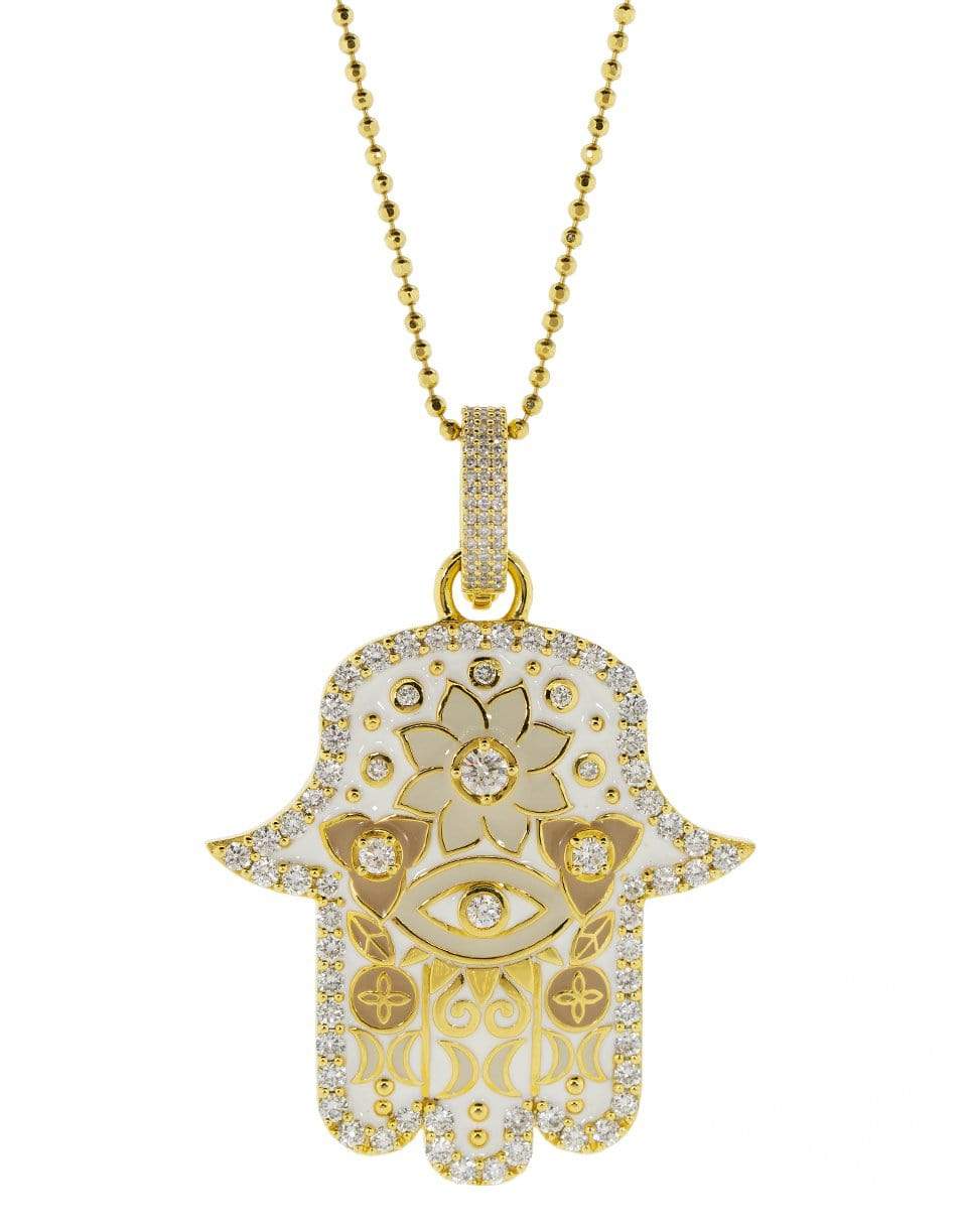 BUDDHA MAMA-Medium Hamsa Diamond Pendant-YELLOW GOLD