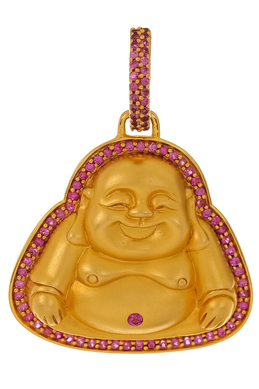 Medium Matte Happy Buddha Pink Sapphire Pendant JEWELRYFINE JEWELPENDANT BUDDHA MAMA   