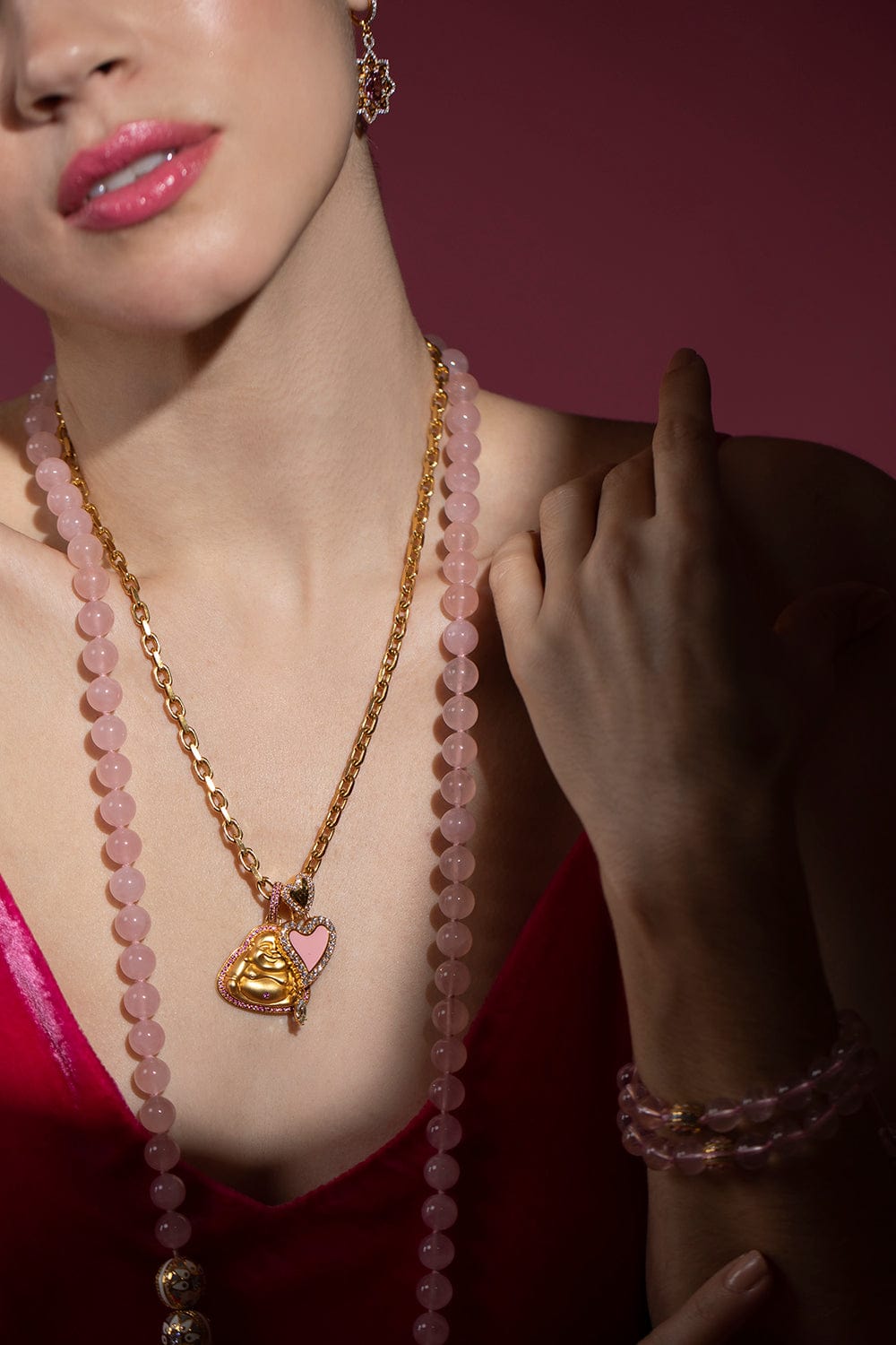 Medium Matte Happy Buddha Pink Sapphire Pendant JEWELRYFINE JEWELPENDANT BUDDHA MAMA   