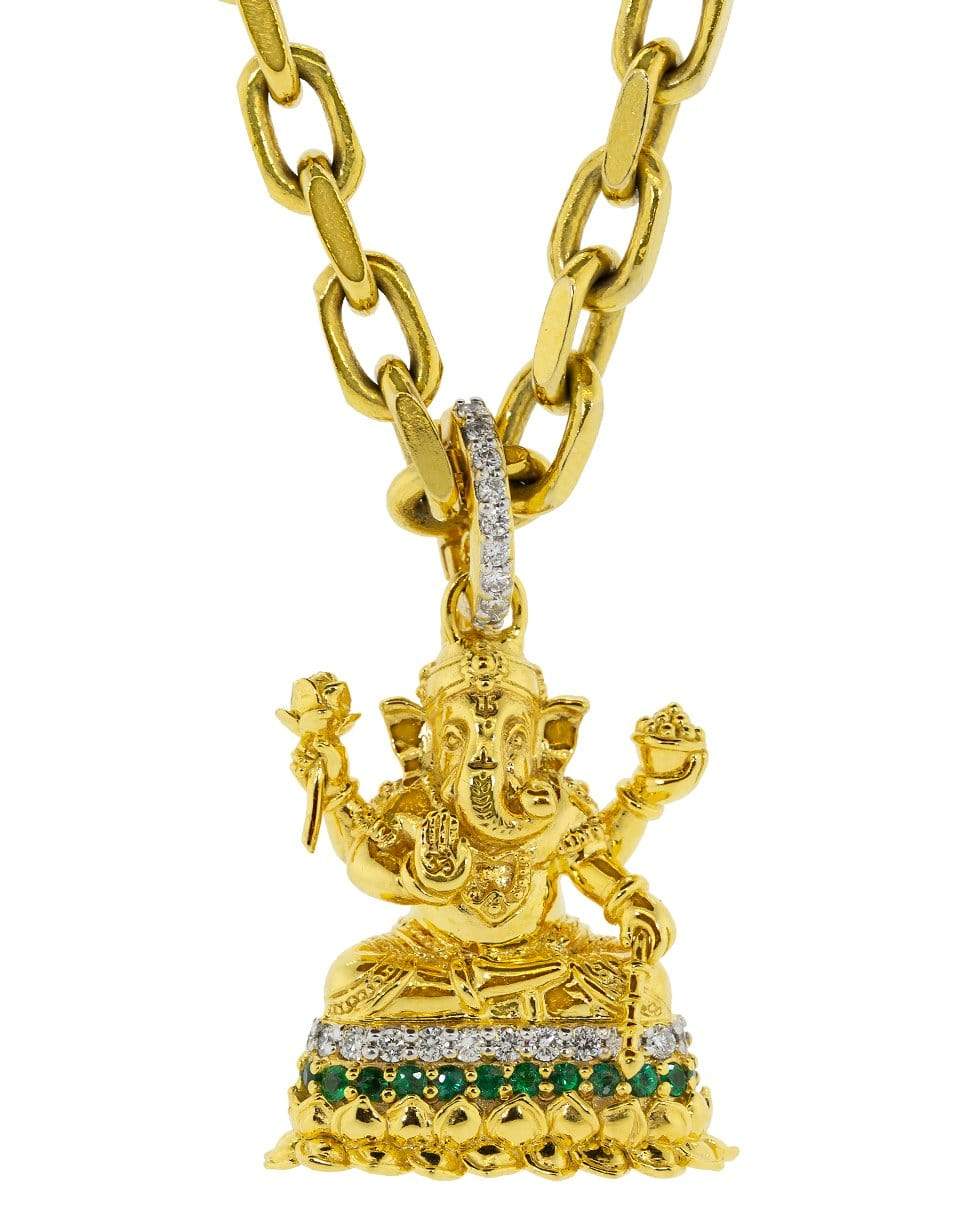 BUDDHA MAMA-Sitting Ganesha Pendant-YELLOW GOLD