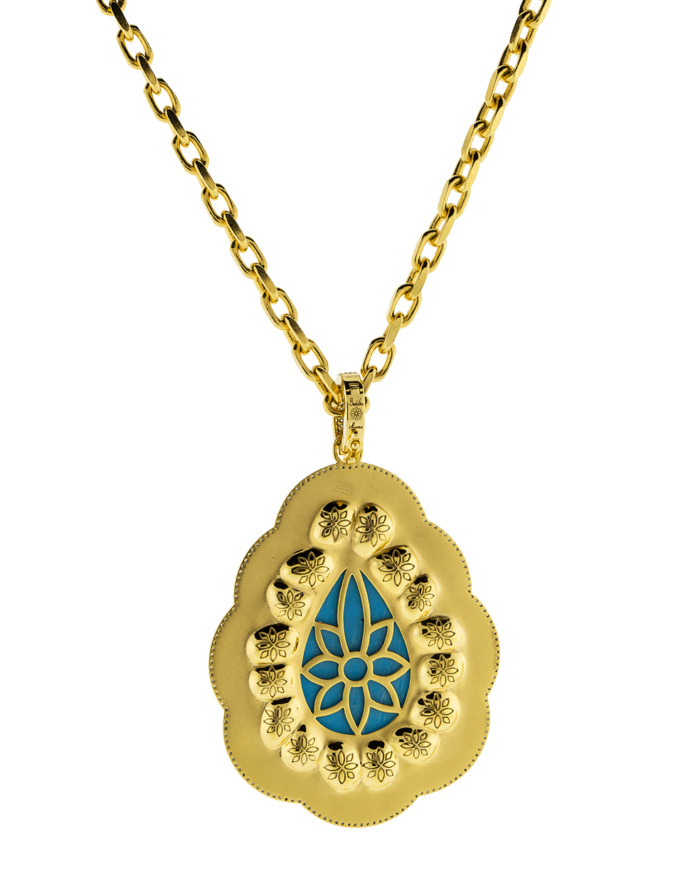 BUDDHA MAMA-Sleeping Beauty Turquoise Pendant-YELLOW GOLD