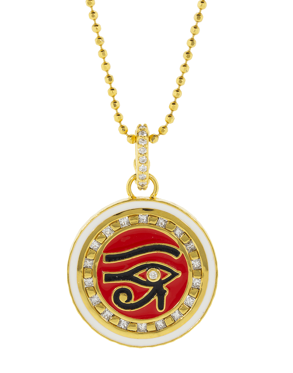 BUDDHA MAMA-Small Enamel Eye of Horus Pendant-YELLOW GOLD