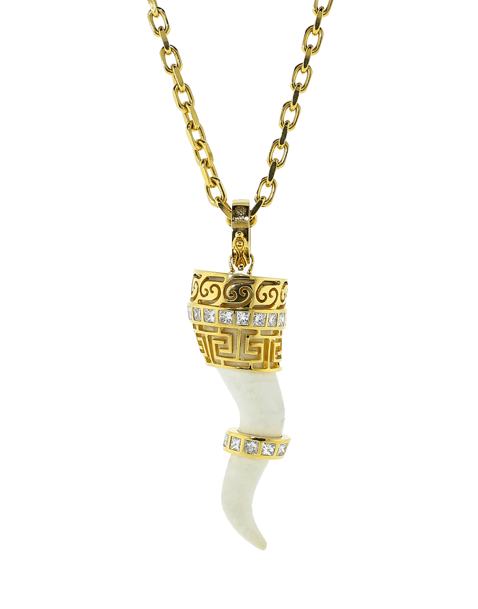 BUDDHA MAMA-White Agate Italian Horn Pendant-YELLOW GOLD