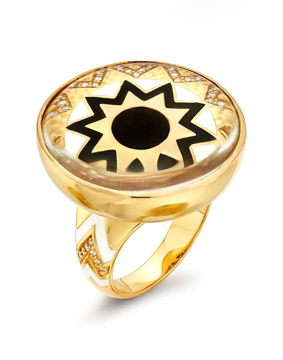 BUDDHA MAMA-Black Sun Crystal Ring-YELLOW GOLD