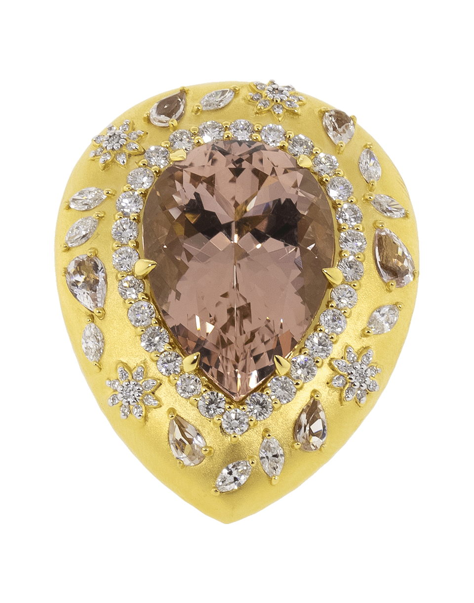 BUDDHA MAMA-Pear Shaped Morganite Ring-YELLOW GOLD