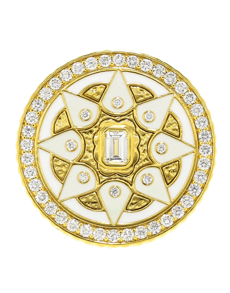 White Enamel And Diamond Coin Ring JEWELRYFINE JEWELRING BUDDHA MAMA   