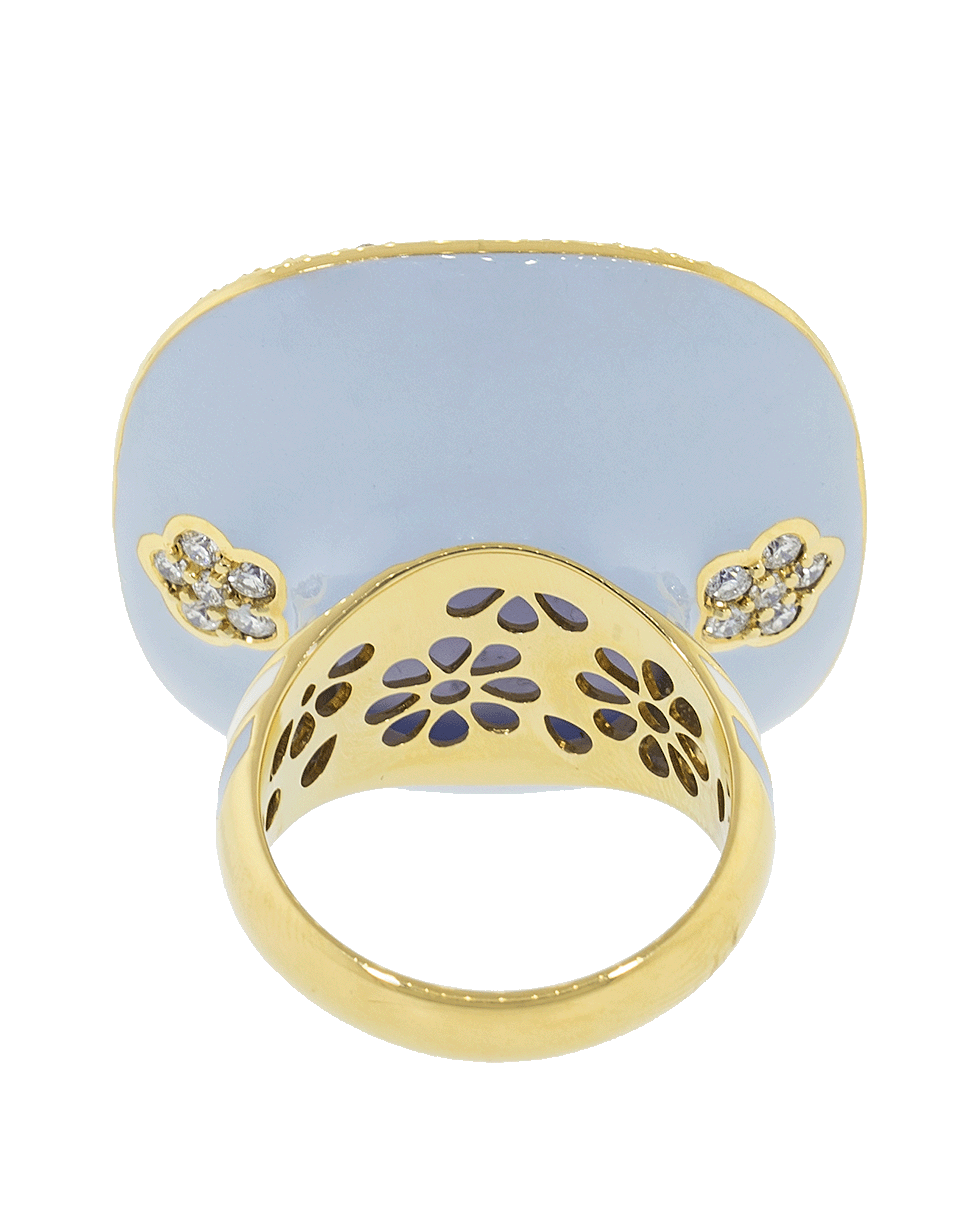 BUDDHA MAMA-Blue Chalcedony Enamel Ring-YELLOW GOLD