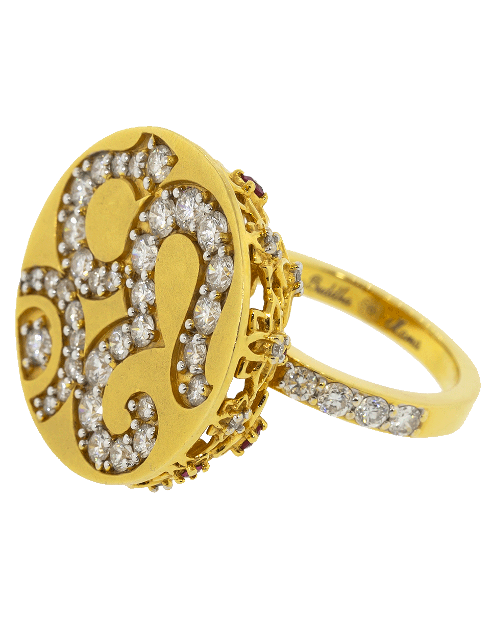 BUDDHA MAMA-Diamond Om Coin Ring-YELLOW GOLD