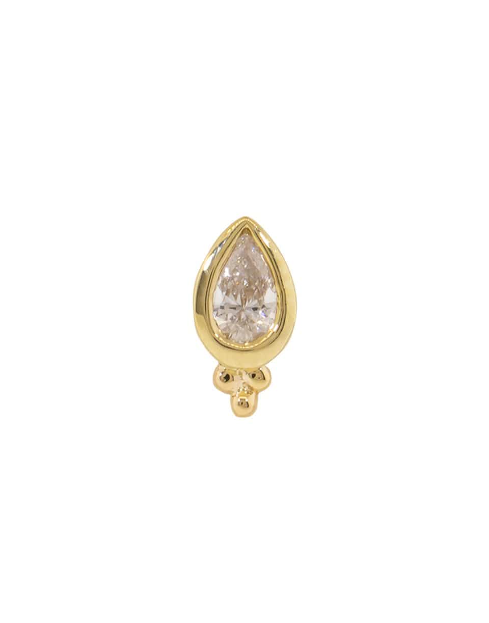 BVLA-Diamond Beaded Pear Stud-YELLOW GOLD