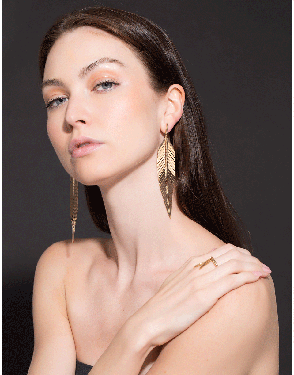 CADAR-Large Feather Drop Earrings-ROSE GOLD