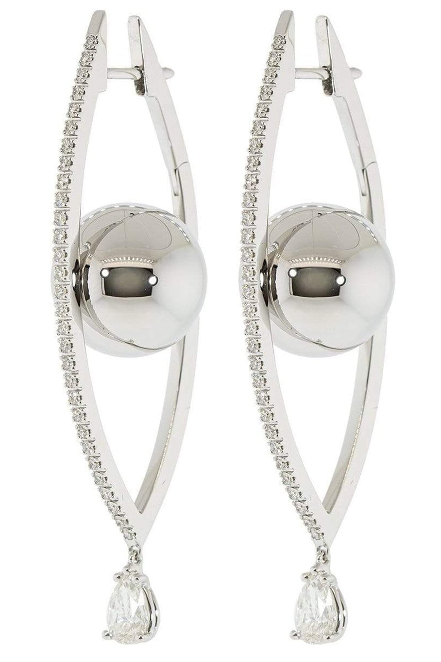 CADAR-Large Reflections Hoop Earrings-WHITE GOLD