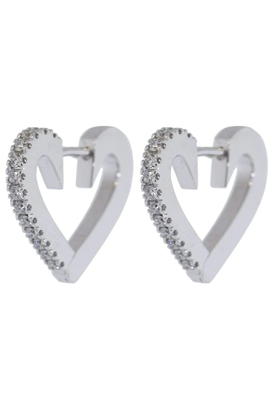 CADAR-Small Endless Heart Diamond Hoop Earrings-WHITE GOLD