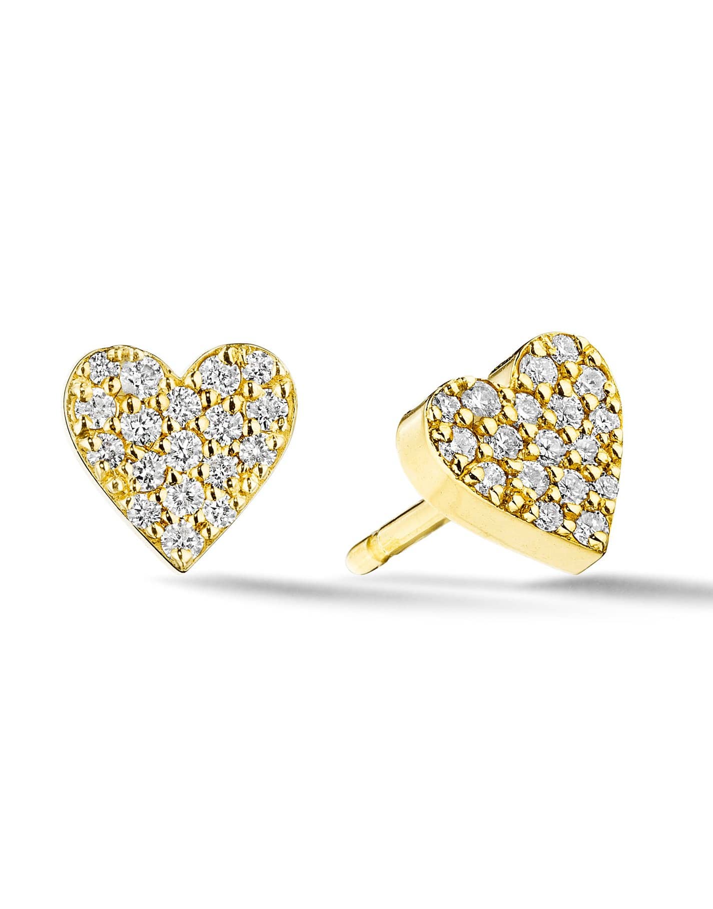 CADAR-Diamond Heart Studs-YELLOW GOLD