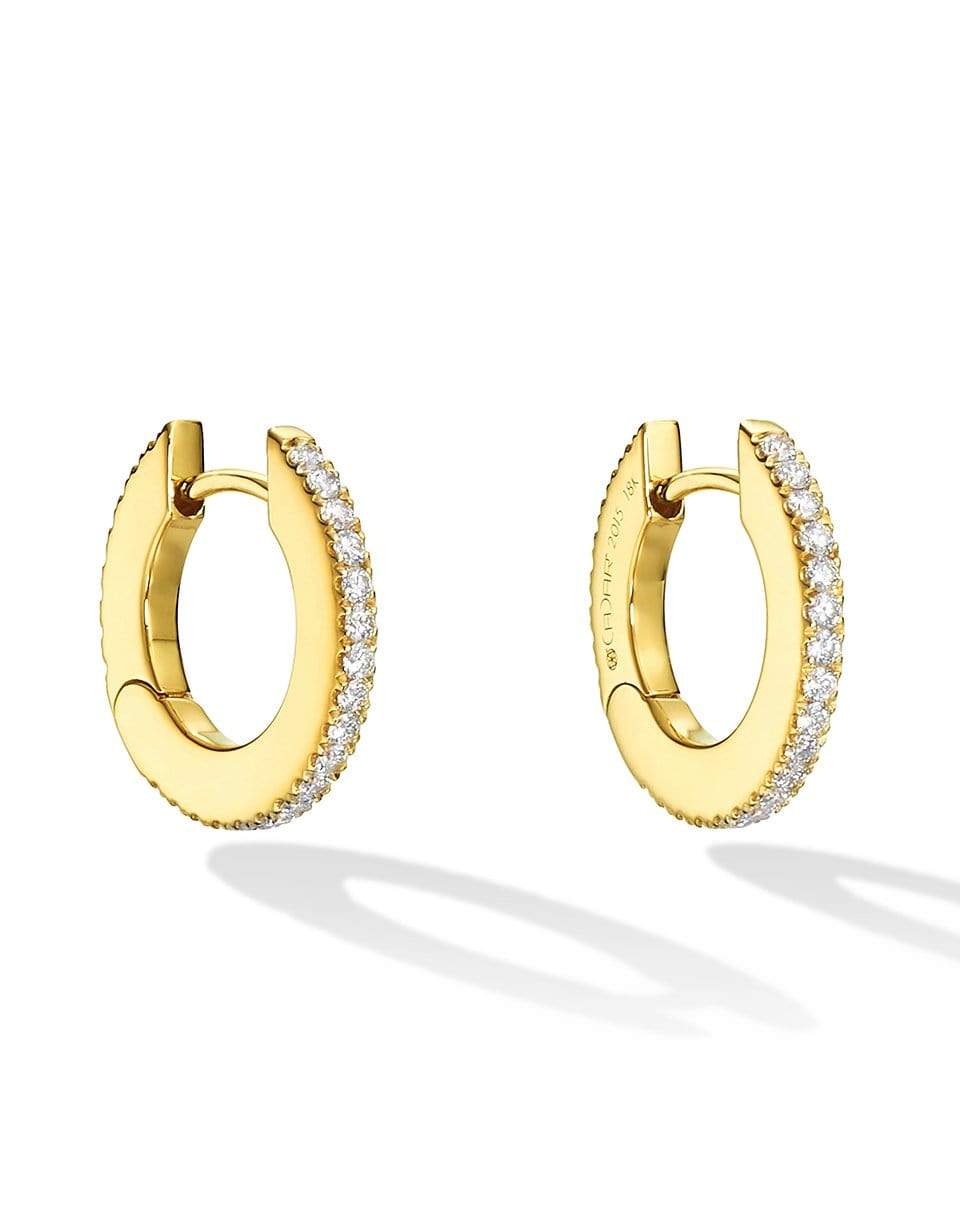 CADAR-Small Black and White Diamond Solo Hoops-YELLOW GOLD