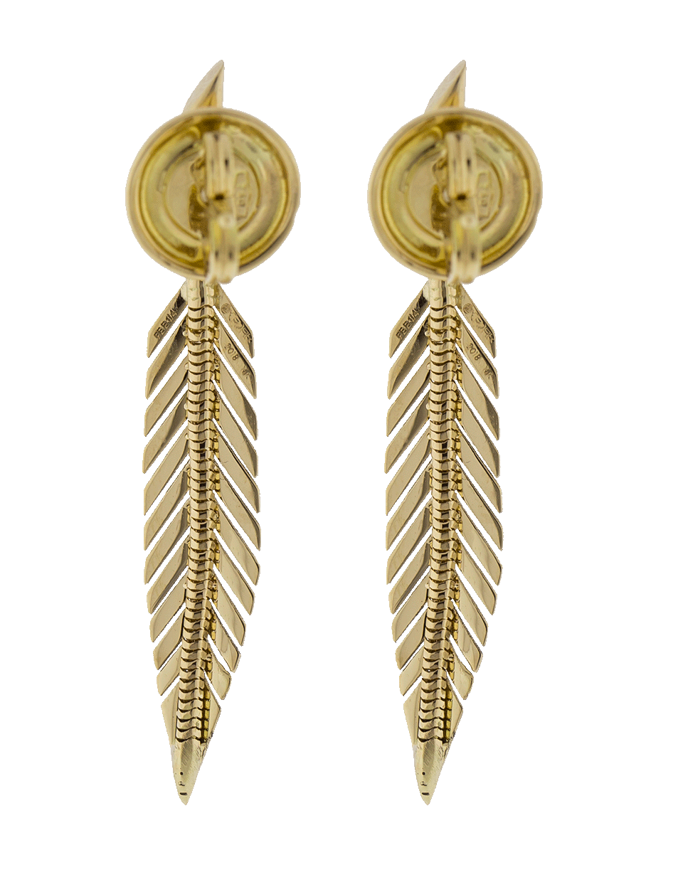 CADAR-Small Feather Drop Earrings-YELLOW GOLD