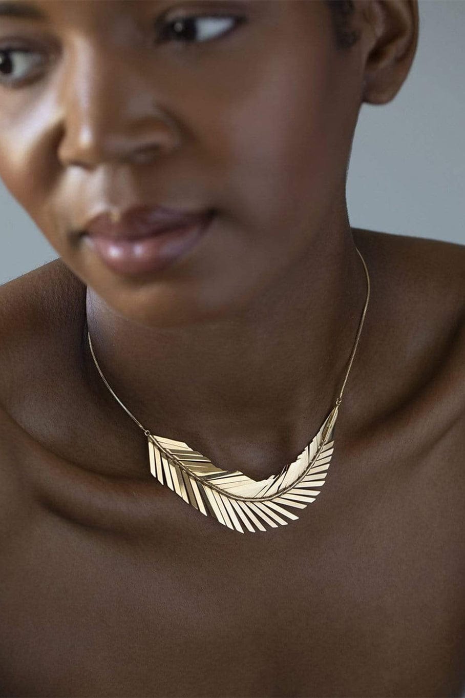 CADAR-Feather Necklace-YELLOW GOLD