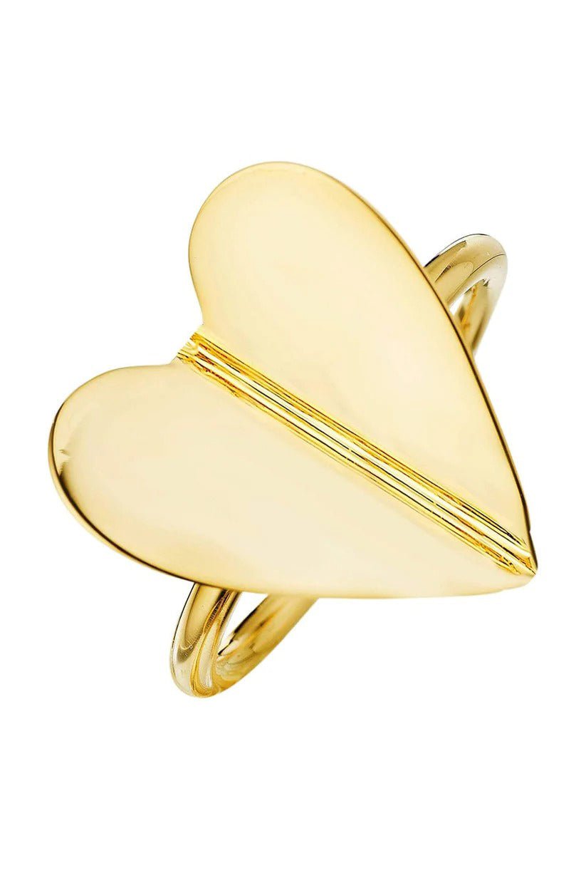 CADAR-Wings of Love Folded Heart Ring-YELLOW GOLD