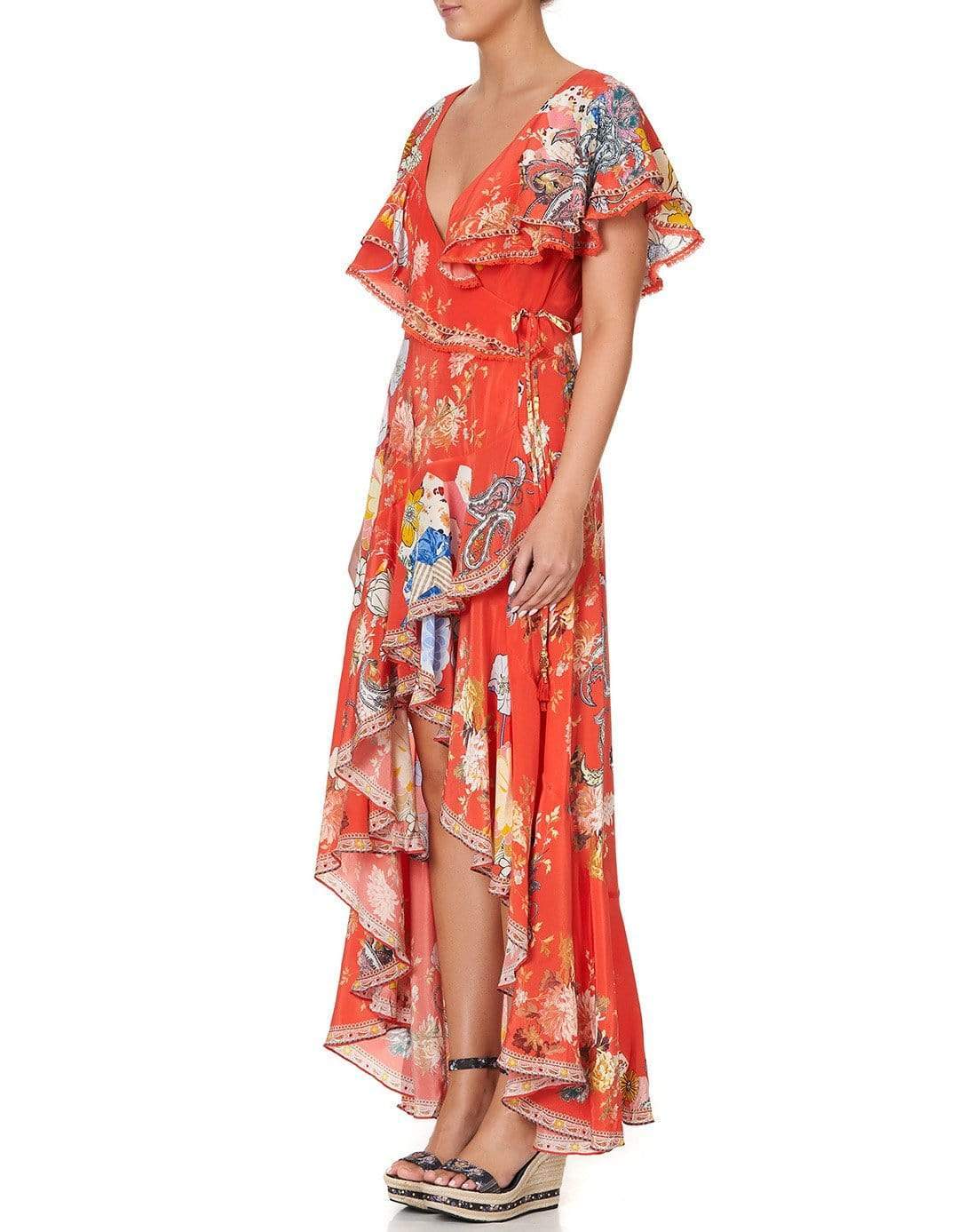 CAMILLA-Paisley In Patches Frill Sleeve Long Dress-