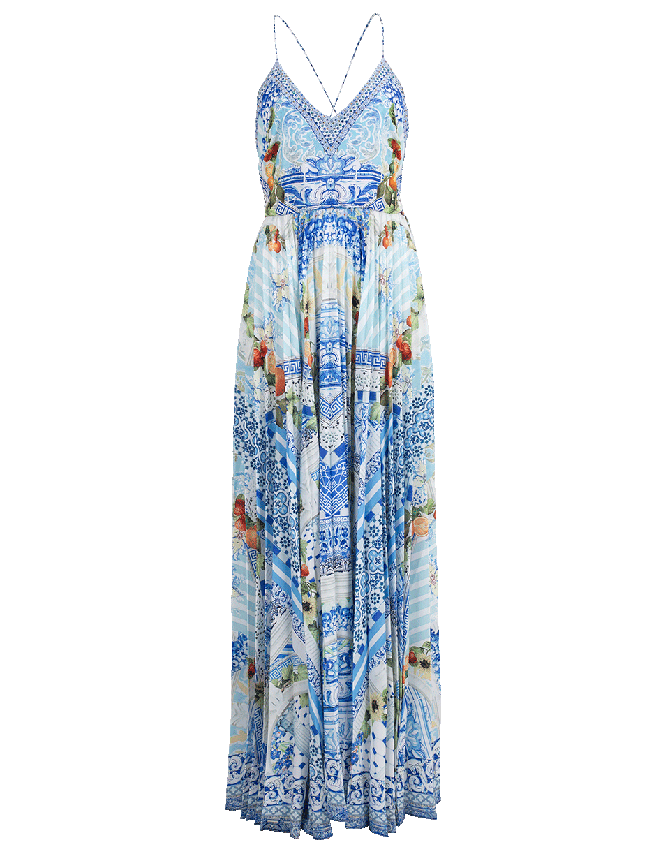 CAMILLA-Pleated Maxi Slip Dress-A NIGHT