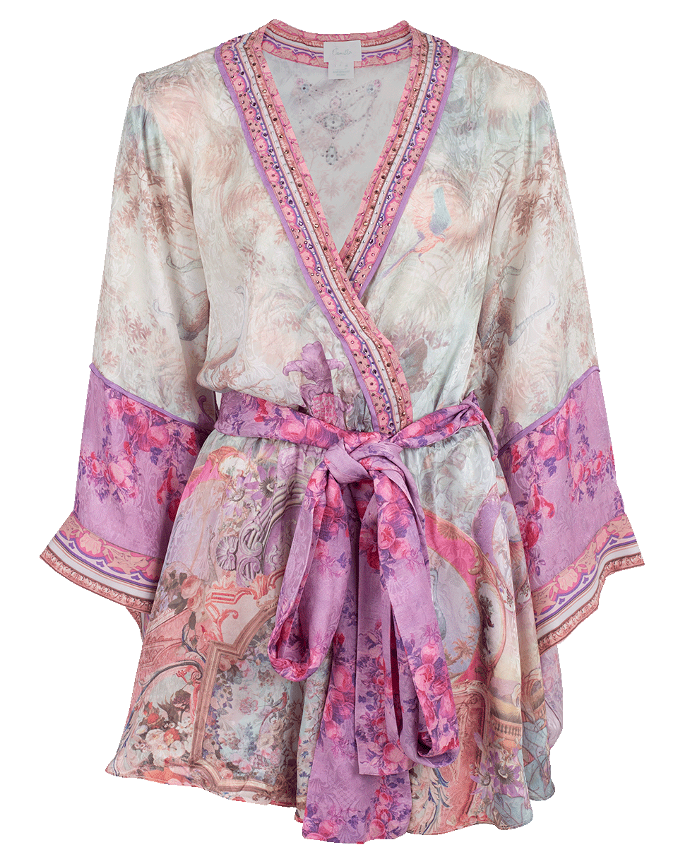 CAMILLA-Kimono Sleeve Belted Playsuit-ELECTRON