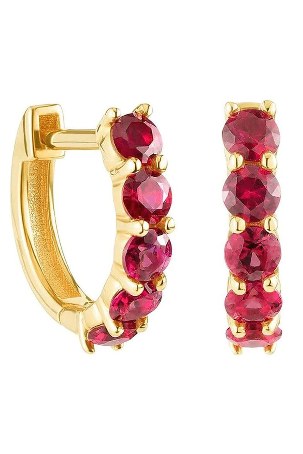 CARBON & HYDE-Ruby Sparkler Huggies - Yellow Gold-YELLOW GOLD
