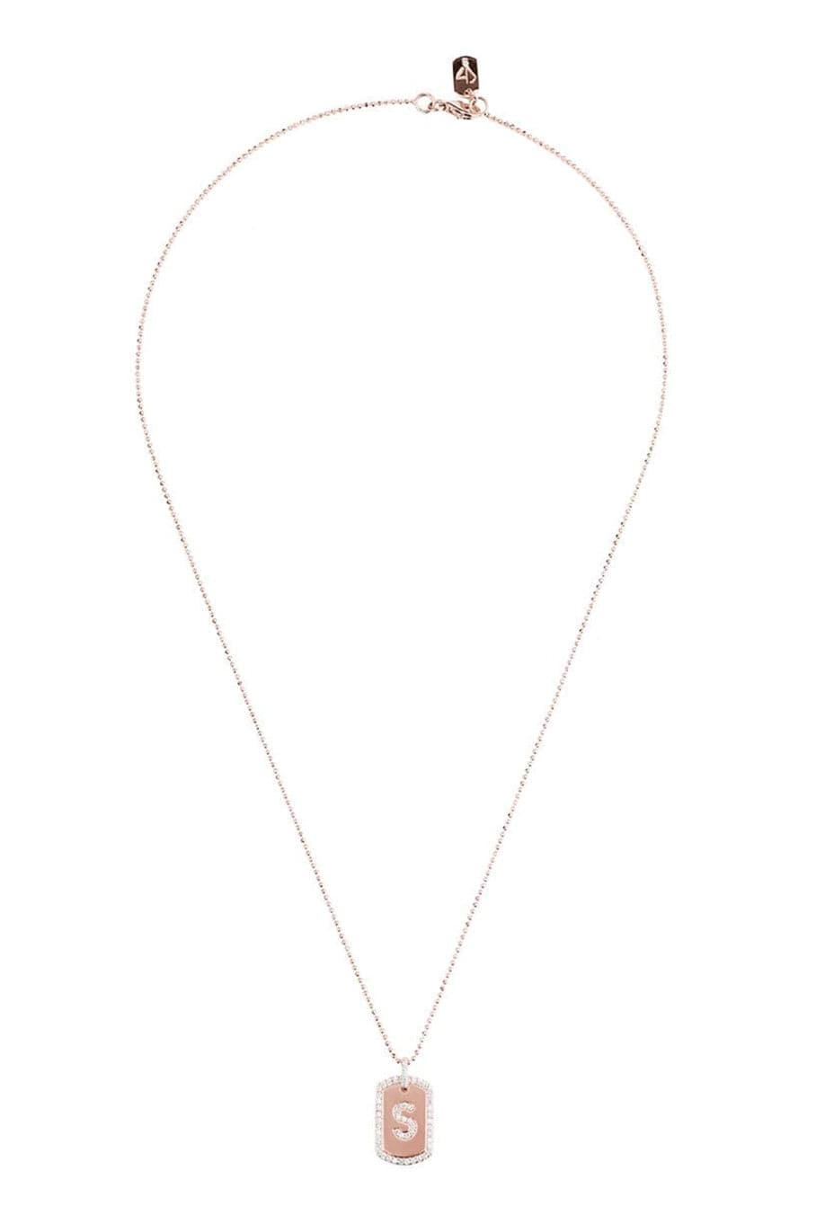 CARBON & HYDE-Initial Dogtag Necklace - Rose Gold-ROSE GOLD