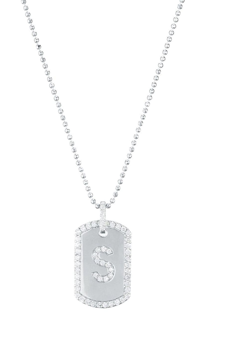CARBON & HYDE-Initial Dogtag Necklace - White Gold-WHITE GOLD