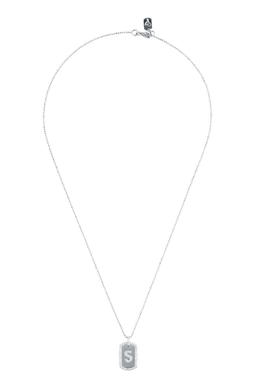 CARBON & HYDE-Initial Dogtag Necklace - White Gold-WHITE GOLD