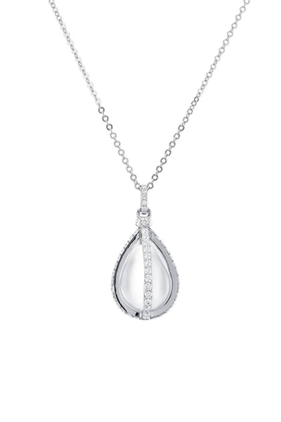 CARBON & HYDE-Pearl Cage Necklace - White Gold-WHITE GOLD